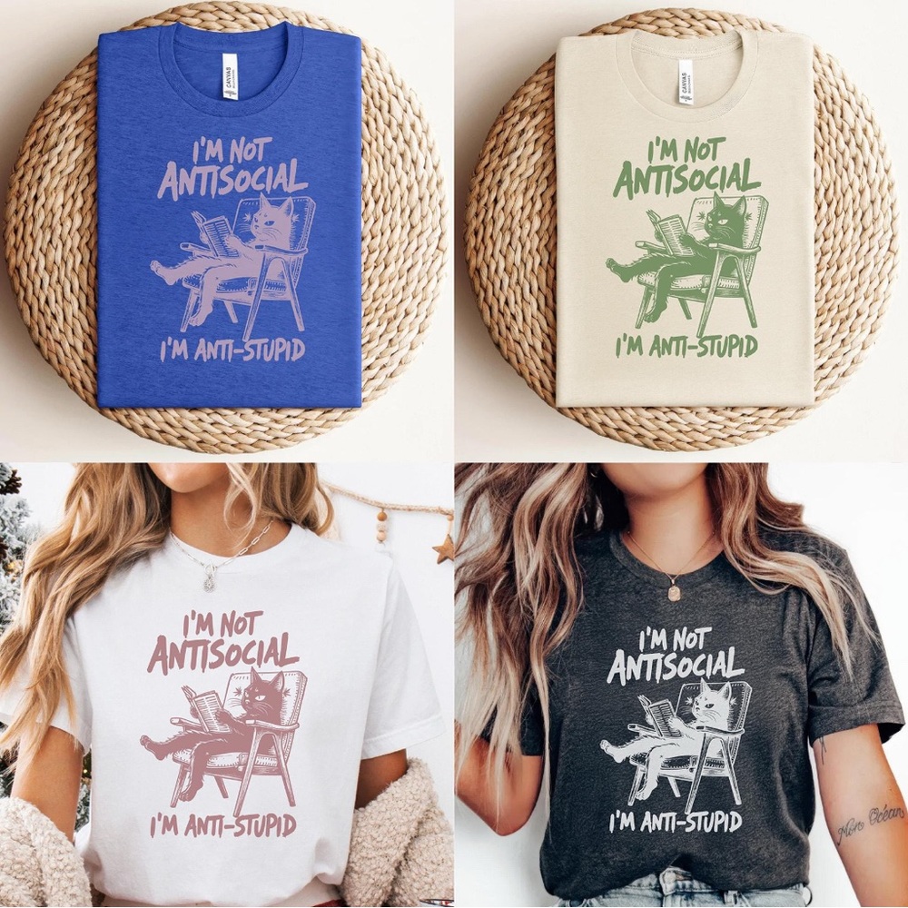 Antisocial Cat Shirt - Picture 2 of 2